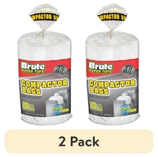 2 Pack Brute Super Tuff Compactor Trash Bags, 20 Gallon US Seller