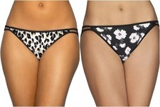 New 2 Pair Vanity Fair Illumination String Bikini Panties Leopard Floral 7 L NWT