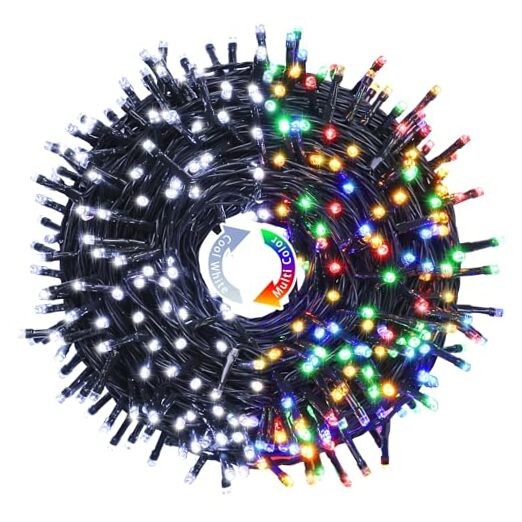 White and Multicolor Christmas String Lights Indoor 250 LED White & Multicolor