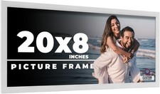 20x8 Frame White Wood Picture Photo Frame with UV Acrylic and Acid Free Backing