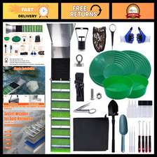 27PCS Gold Panning Kit with 50" Folding Sluice Box, Prospecting Tools Accessor