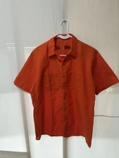 LG Red Kap Work Shirt Orange 2 Pocket Men's Industrial Uniform Short Sleeve