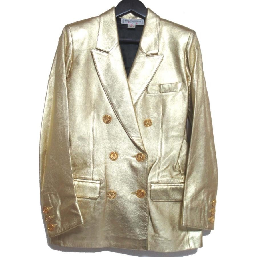 Giacca sartoriale Yves Saint Laurent pelle di agnello bottoni taglia 36 oro made in France