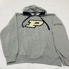 Purdue Boilermakers Hoodie Men Large Gray Embroidered Kangaroo Pocket