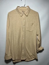 The Normal Brand Puremeso Button Up Shirt Men's Size Medium  Knit Tan