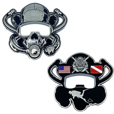 DL11-16 Scuba Flag Rescue Diver Skull Challenge Coin Military Police Coast Guard