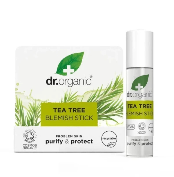 Dr Organic Tea Tree Blemish Stick Purify and Protect problem Skin Pack of 2