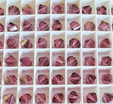 Vintage Swarovski 5301 8mm bicone beads, Rose Satin 12pcs 