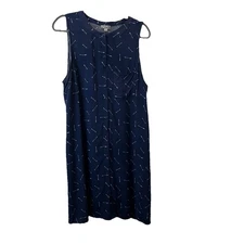 J For Justify Navy Blue Cream Arrows Print Sleeveless Button Up Dress Womens 2XL
