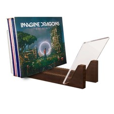 Vinyl Record Storage - Solid Wood with Crystal Clear Acrylic Holder - Premium...