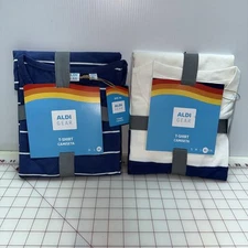 TWO Aldi Gear XL size shirts White Block Crew Neck Relaxed Fit T-SHIRT MENS New