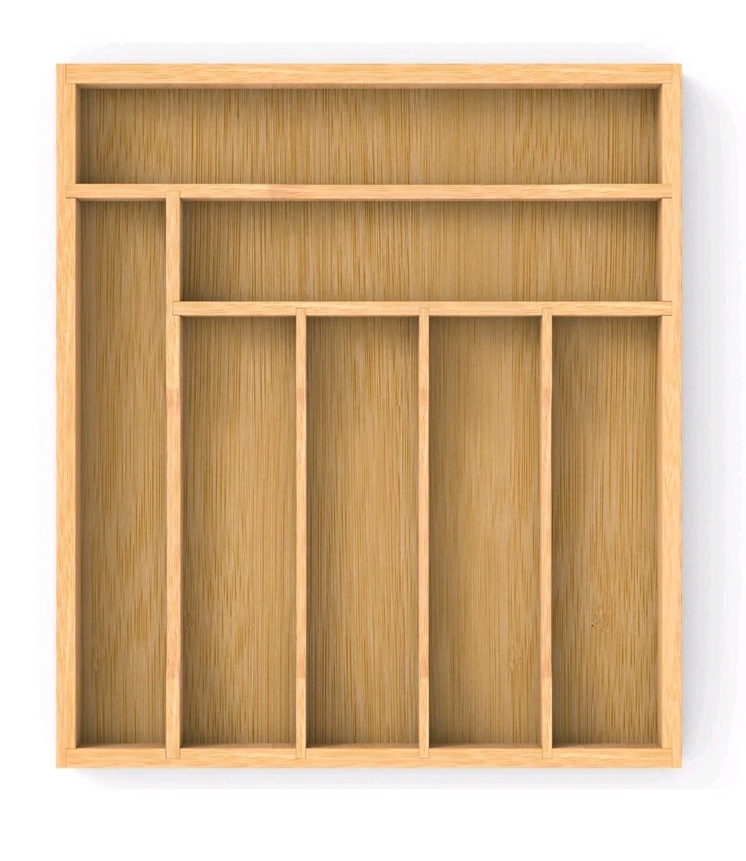 Bamboo Silverware Organizer Drawer Tray 7-Compartment Utensil for Kitchen