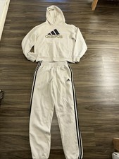 Adidas Tracksuit Set Jacket Pants Off White Set Size 14/16 Large
