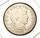 1908 O Barber Silver Quarter Dollar 25c Twenty Five Cents New Orleans Mint*399
