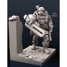 1/35 Sci-Fi Heavy Armored Soldier Chainsaw Warrior Resin Figure Model Kit Unpain