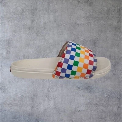 Vans La Costa Rainbow Checkerboard Slides Size 5 Youth Unisex Kids - Image 1 of 4