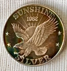 Vintage 1982 1oz .999 Silver Sunshine Mining Round