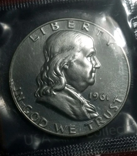 1961 Gem Proof In Mint Cello Franklin Half Dollar 90% Silver Coin Old Rare Vtg