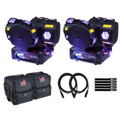 SPIN-FURY 200W RGBW LED DMX Motion Strobe Laser DJ Stage Light Fixtures Pair