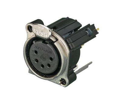 Neutrik NC5FBV-SW B-SW Series 5-Pin XLR-F PCBV Panel Mount Connector, Nickel
