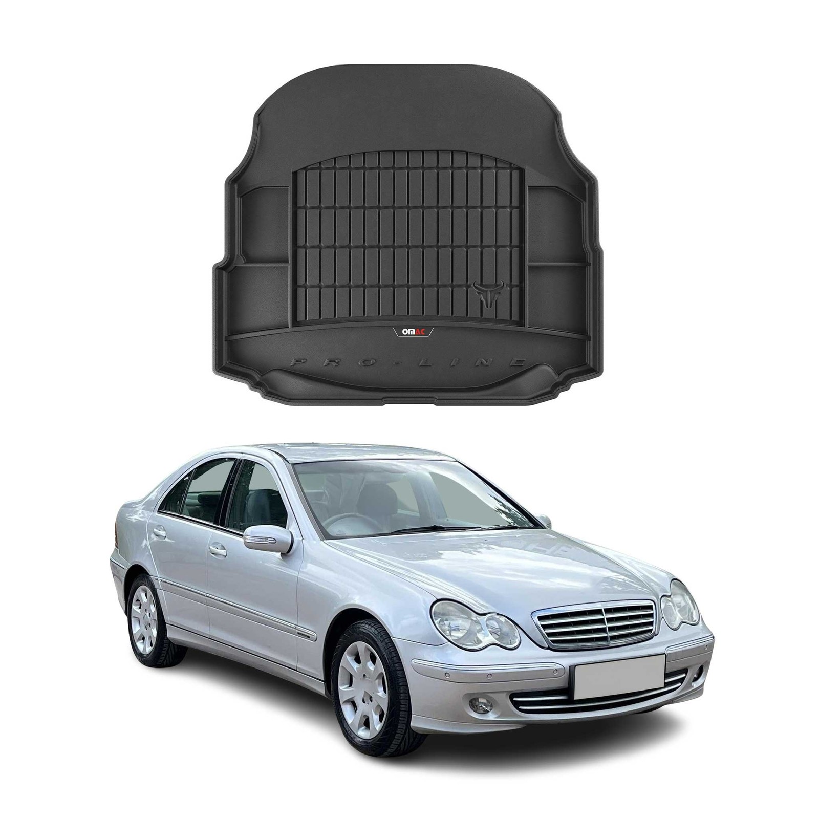 Tapis de coffre Mercedes Classe C W203 Sedan 2000-2006 TPE protection sur mesure noir