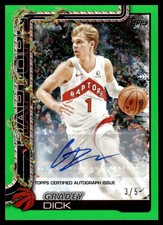 2025-26 Topps Holiday Green Gradey Dick Auto 3/5 Toronto Raptors #H22