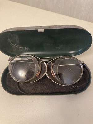 Vtg. Safety/Welding Glasses MSA Metal Rims Mesh Guards Rubber Ear Protectors