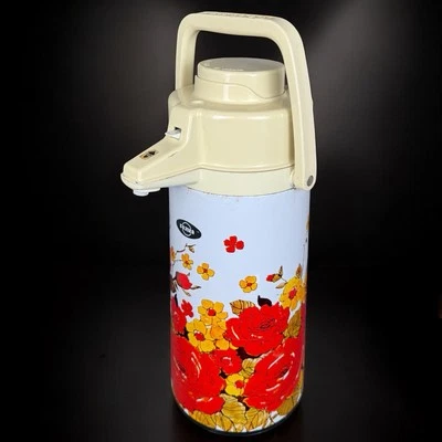 Thermos cruche Fujika années 70 fleurs rétro ancien vintage Déco - Photo 1/4