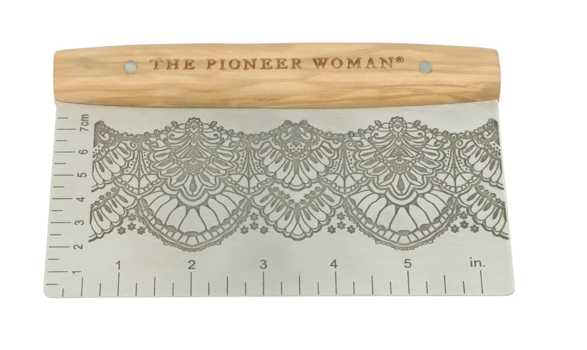 Pioneer Woman Bench Scraper Dough Cutter Stainless Steel Olivewood Handle CR
Opens in a new window o