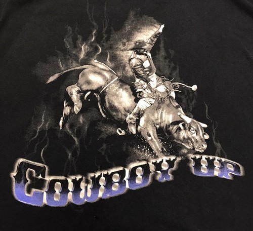 American Cowboy 2 XL Black T Shirt Bull Rider 100% Cotton Ring Spun