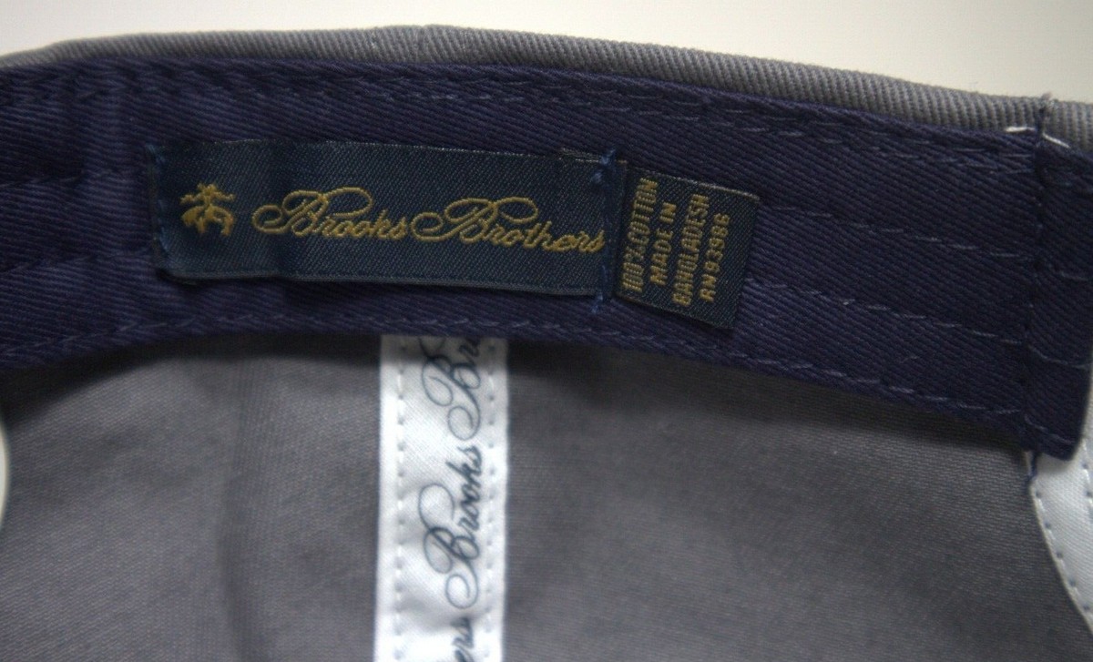 Brooks Brothers 1818 Logo Hat Crest Baseball Cap White Grey Navy