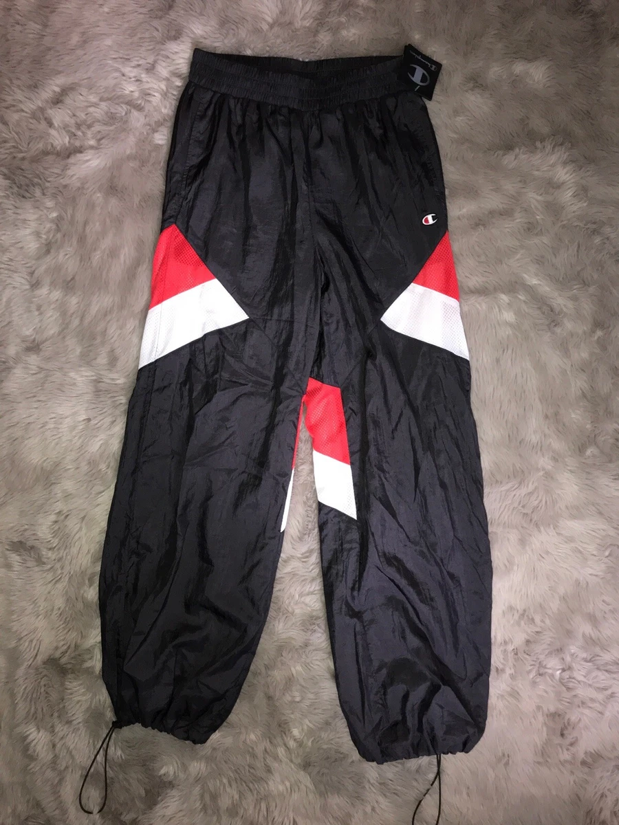 CHAMPION LIFE WOMEN S NYLON WARM UP PANTS SIZE LARGE NEW BLACK RED