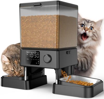 Oneisall 5L Futterautomat Katze 2 Npfe Katzenfutter Automat bis zu 6  Mahlzeiten | eBay.de