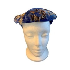 Nina Ladies Blue Velvet Hat with Feathers Hat Sz 22 Vintage