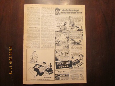 Peters High Velocity 22 Long Magazine AD Boys Life 1950 ''blast a Roost Robber''