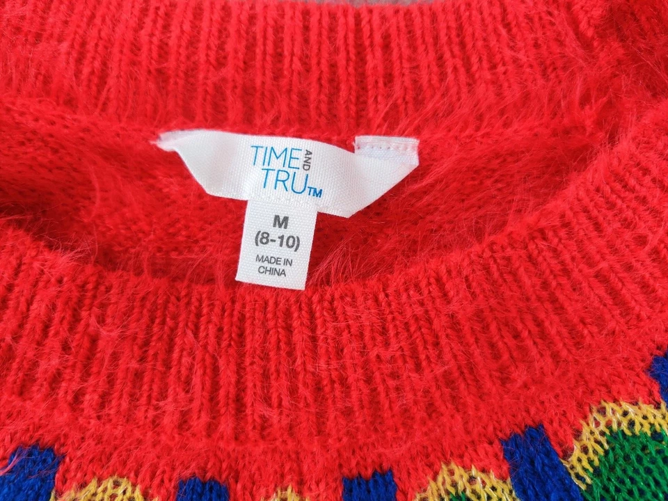 Time & Tru Red Rover Combo Fair Isle Acogedor Suéter M 8-10 Festivo Navidad Foto 4 de 4