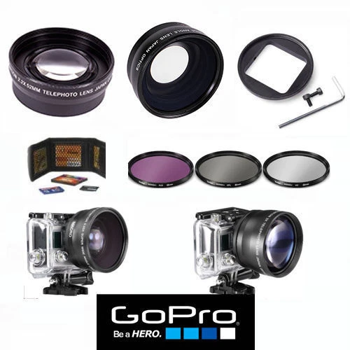 VIVITAR/XIT/DIGITAL CONCEPTS GOPRO HERO8 BLACK HD 180 DEGREE WIDE ANGLE LENS +TELEPHOTO LENS + FILTER KIT