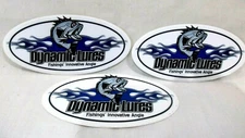 Lot of 3 DYNAMIC LURES Fishings Innovative Angle Decals Stickers 4"W X 2"T Oval