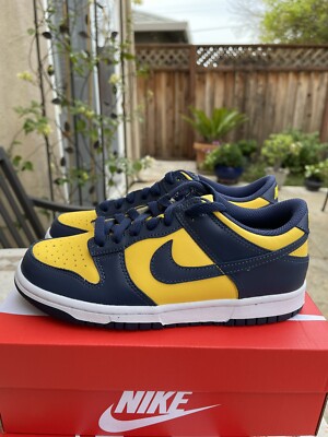 Nike Dunk Low 'Michigan' Varsity Maize Midnight Navy CW1590-700 GS Size 5Y/ 6.5W