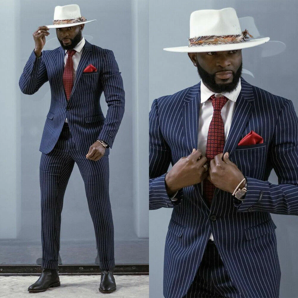 Navy Blue Men s Suit Slim Fit Groom Tuxedo Wedding Prom Formal Business Suit
