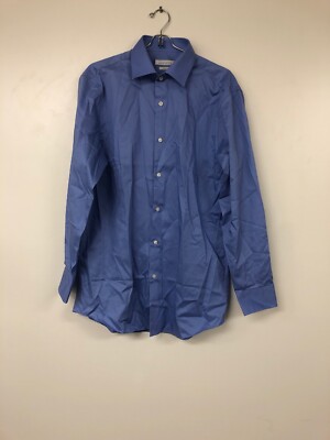 Perry Ellis Mens Slim Fit Wrinkle Free Dress Shirt, Blue Solid, 32/33 16 |  eBay
