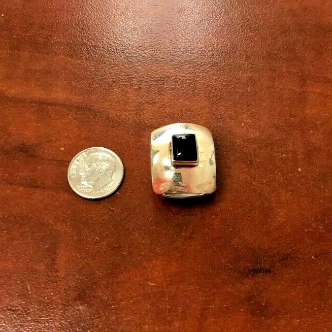 Sterling silver rectangular pendant with onyx sto… - image 3