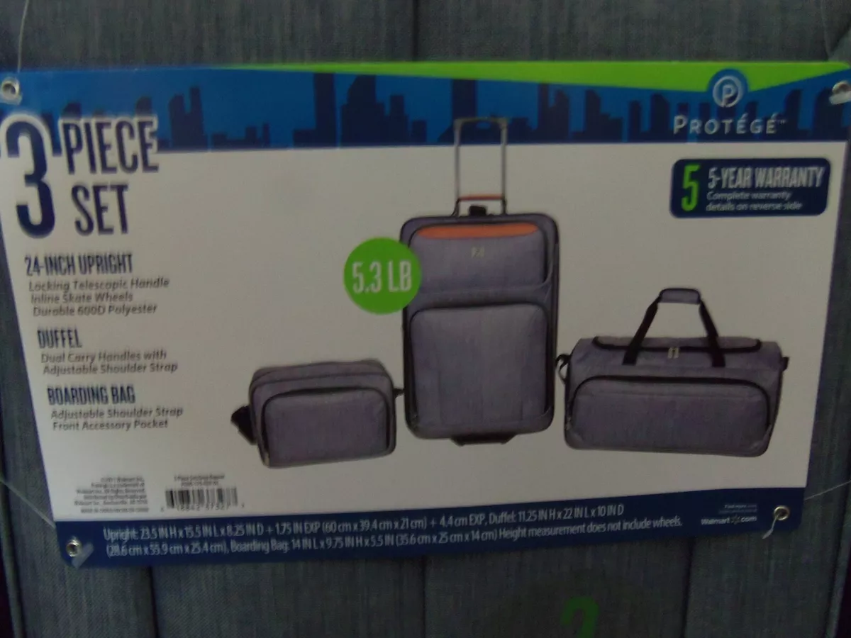 NEW - PROTEGE 3 Pc Gray Wheeled Luggage Set Rolling Suitcase Set  618842373277 | eBay