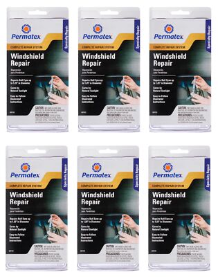 Permatex 6 x Professional Windshield Repair Kit Bull Eyes Up To 1.25'' Diameter