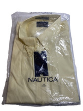 Nautica Men s 80 s 2-Ply Dress Shirt Yellow 100 Cotton 18 x 34/35 NIP