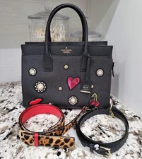 Kate Spade Large Satchel Crossbody Leather Cameron Applique Rodan Fields HTF