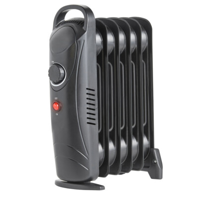 Oil Filled Radiator Fin 800W Mini Portable Electric Heater Thermostat  Black UK
