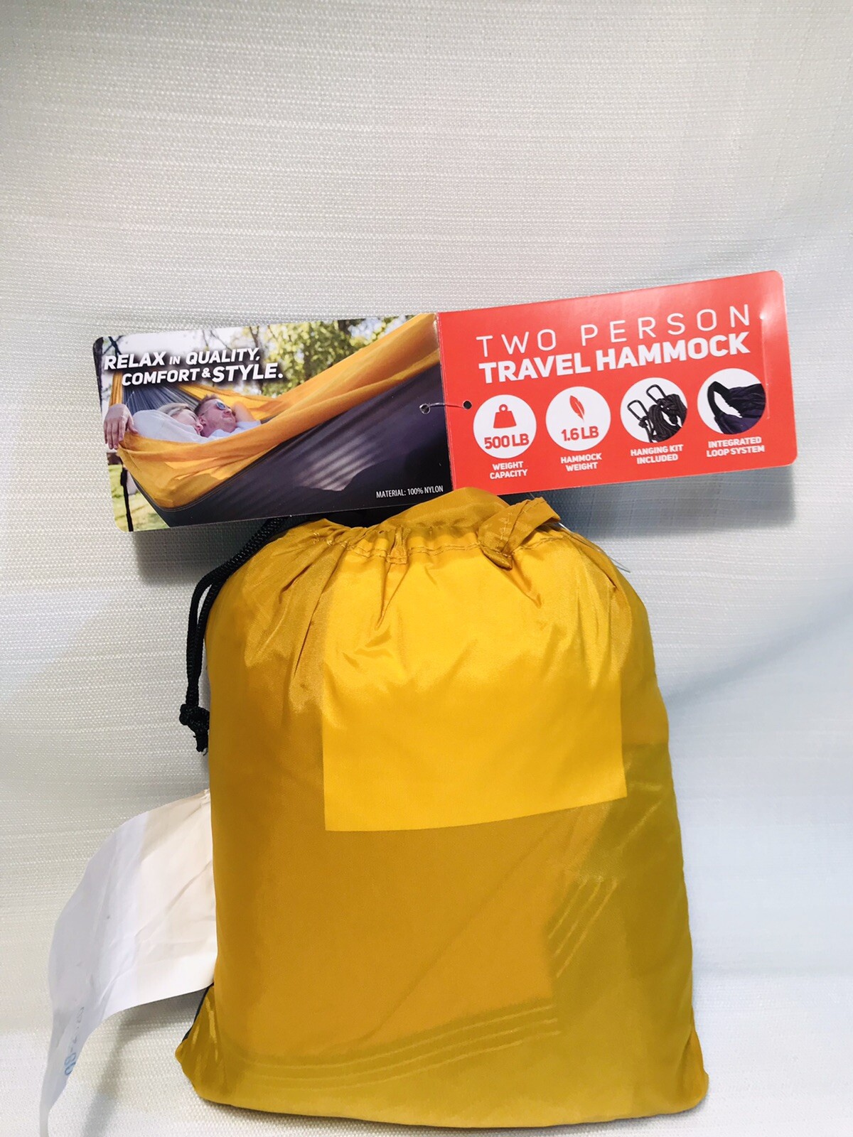 NEW EQUIP TWO PERSON TRAVEL HAMMOCK DARK BLUE/BLACK 100% NYLON Light Weight