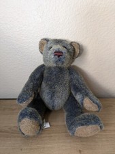Knickerbocker Jointed Blue Beige Bear 12" Brown Eyes Clean Vintage Classic