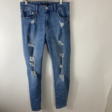 Aeropostale Women's High Rise Skinny Medium Wash Distressed Denim Jeans Size 6